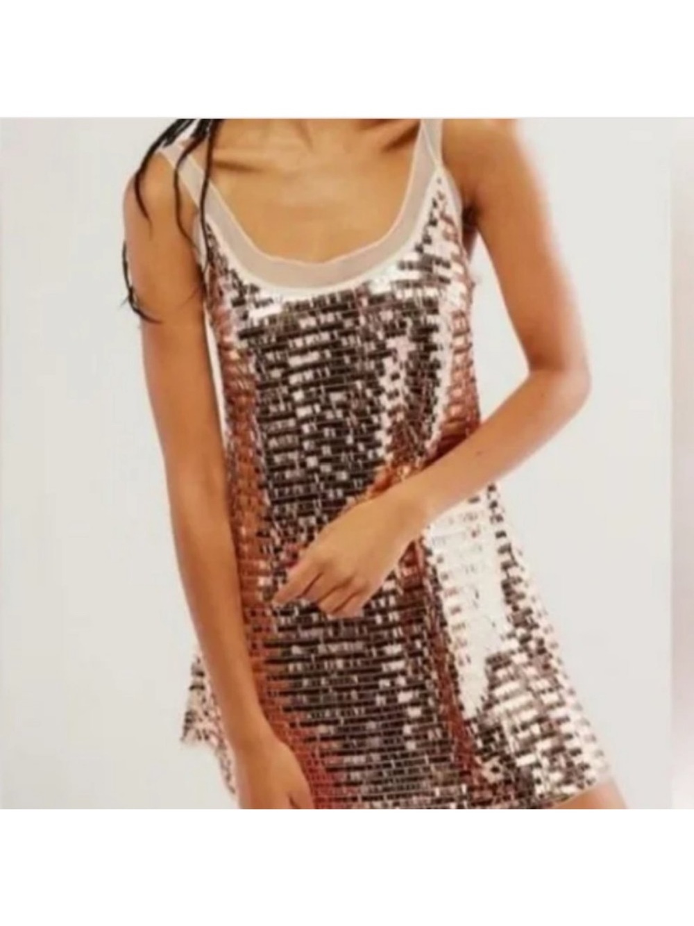 Free People Rose Gold Sequin Slip